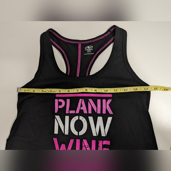 Women's Athletic Works Tank Top 'Plank Now Wine Later" Size S Racerback Black - Picture 7 of 7